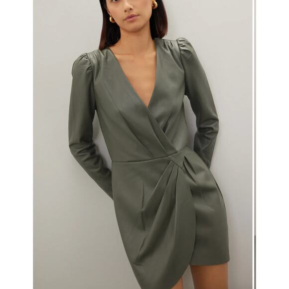 SAYLOR Dress Womens Small Green Veronicka Faux Vegan Leather Mini Cocktail Party - Picture 1 of 16